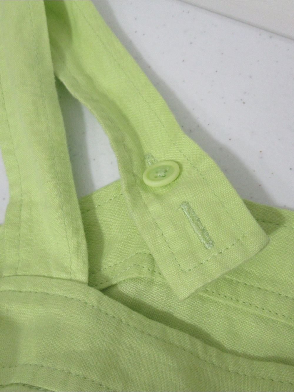 EILEEN FISHER Organic-Linen Square-Neck Dress Honeydew Size Large - Picture 9 of 17